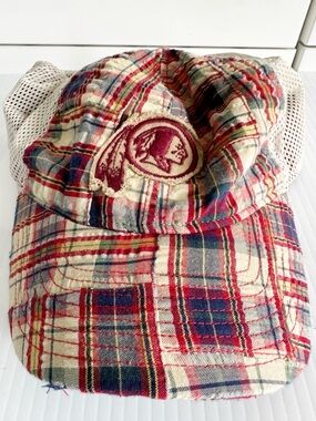 Vintage NFL Washington Redskins Madras Plaid Hat Cap SnapBack Meshback Football